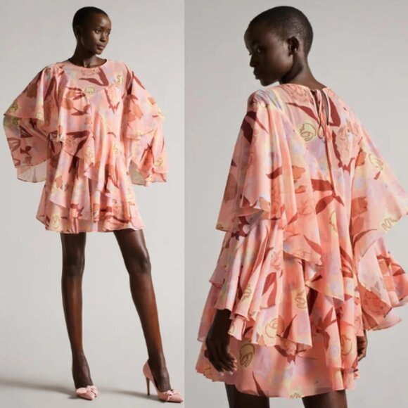 Ted Baker London Pegaia Floral Ruffle Mini Dress 28887 - Picture 1 of 11
